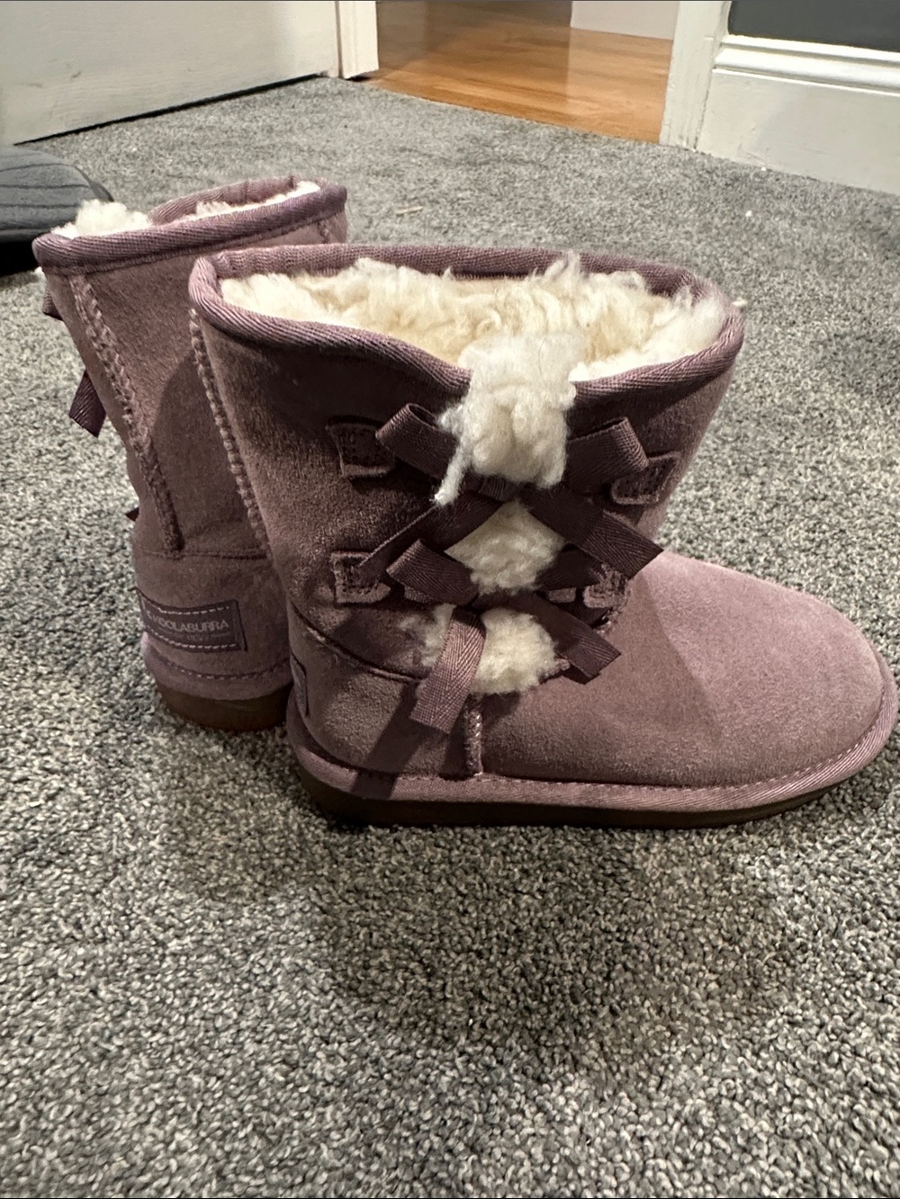 Koolaburra Kids Mauve Pink Faux-Shearling Bow Boots